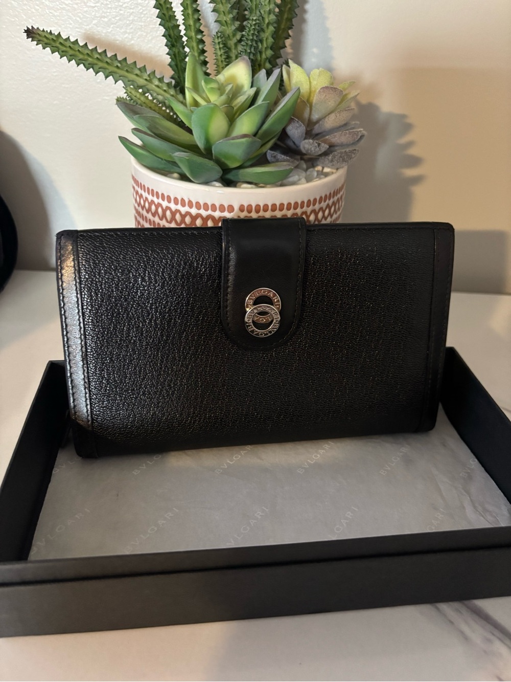 Bvlgari Leather Long Wallet with Box